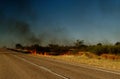 Road of Australia, bush fire Royalty Free Stock Photo