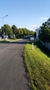 A road in an Austrian village with an empty sign Royalty Free Stock Photo