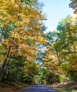A road through autumn woods in Warren County, Pennsylvania, USA Royalty Free Stock Photo
