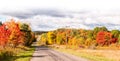 A road through autumn woods in Warren County, Pennsylvania, USA Royalty Free Stock Photo