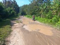 The road is badly damaged and cannot be passed by short four-wheeled vehicles