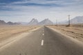 Road through the Bafgh desert near Yazd Royalty Free Stock Photo