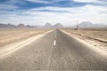 Road through the Bafgh desert near Yazd Royalty Free Stock Photo