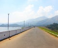 Road at Banasura Sagar Dam with Hills in Background, Wayanad, Kerala, India