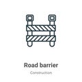 Road barrier outline vector icon. Thin line black road barrier icon, flat vector simple element illustration from editable Royalty Free Stock Photo