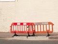 Road barrier on street outside Royalty Free Stock Photo