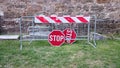 Road barriers and stop signs