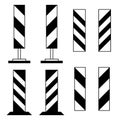 Road barriers, under construction icon set, black isolated on white background, vector illustration.