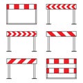 Road barriers, under construction icon set, isolated on white background, vector illustration.