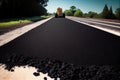 road being repaved with new asphalt, showing fresh black surface Royalty Free Stock Photo