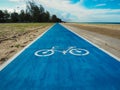 Road for bicycles the sea on a clear day