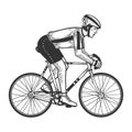 Road bicycle racer sketch engraving vector