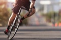 Road bike cyclist man cycling, athlete on a race cycle Royalty Free Stock Photo