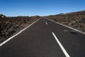 On the road, volcanic land of Natural Park Teide volcano, Canary Islands, Spain