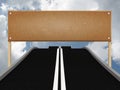 Road with blank billboard and sky. 3D