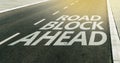 Road block ahead message on the highway lane Royalty Free Stock Photo