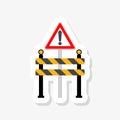 Road block with street sign and warning lights on road sticker icon Royalty Free Stock Photo