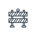 road blockade icon vector from labour day concept. Thin line illustration of road blockade editable stroke. road blockade linear