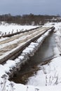 Road bridge across the river Vaga near the village Klopovskaya Royalty Free Stock Photo