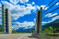 Road on the bridge among Alps mountains, Klosters-Serneus, Davos, Graubuenden Switzerland Royalty Free Stock Photo