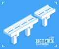 Road Bridge icon. Vector illustration in flat isometric 3D style