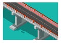 Road bridge in isometric view. Simple flat illustration