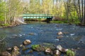 Road bridge by a river in a lush deciduous forest Royalty Free Stock Photo