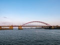 Road bridge Schellingwouderbrug over Buiten IJ river, Amsterdam Royalty Free Stock Photo