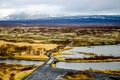 Road and a bridge at Thingvellir National Park in Iceland Royalty Free Stock Photo