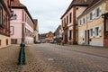 Road, Buildings and Town Hall of Lauterbourg, Wissembourg, Bas-Rhin, Grand Est, France Royalty Free Stock Photo