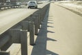 Road bumper on highway. Protection on highway. Side of road