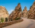 Road through the Calanches de Piana in Corsica Royalty Free Stock Photo