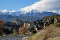 Road and Canigou during winter