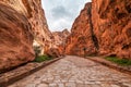 Road in canyon Siq in Petra Royalty Free Stock Photo