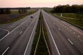 Road for cars in the evening at sunset Royalty Free Stock Photo