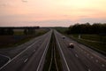 Road for cars in the evening at sunset Royalty Free Stock Photo