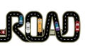 Road, cars. Highway stylized inscription - the road. Isolated Illustration