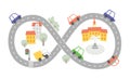 Road with cars. Simple city map. Children illustration