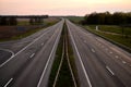 Road for cars in the evening at sunset Royalty Free Stock Photo