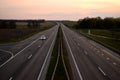 Road for cars in the evening at sunset Royalty Free Stock Photo