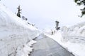 Road carved from the heavy snow on Leh Manali highway leading to Rohtang pass near Manali Himachal Pradesh Royalty Free Stock Photo