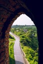 The road at the castle walls Royalty Free Stock Photo