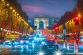 Road of Champs Elysee leading to Arc de Triomphe in Paris, France Royalty Free Stock Photo