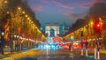 Road of Champs Elysee leading to Arc de Triomphe in Paris, France Royalty Free Stock Photo