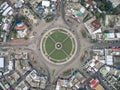 Road circle at 6 lanes come together in thailand.