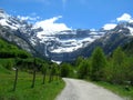 The road in the Circus of Gavarnie in France Royalty Free Stock Photo