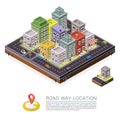 Road in the city Isometric, cityscape location, Vector background