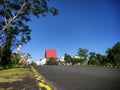 road on the city with the sky in the background