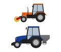 Road cleaning machine excavator tractor vector vehicle truck sweeper cleaner wash city streets illustration, vehicle van