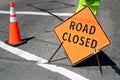 Road closed ahead traffic sign on the road Royalty Free Stock Photo